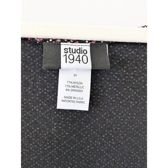 Vintage Studio 1940 Top 3X Black Pink Beaded Metallic Square Neck Ruched 90s - Picture 4 of 9